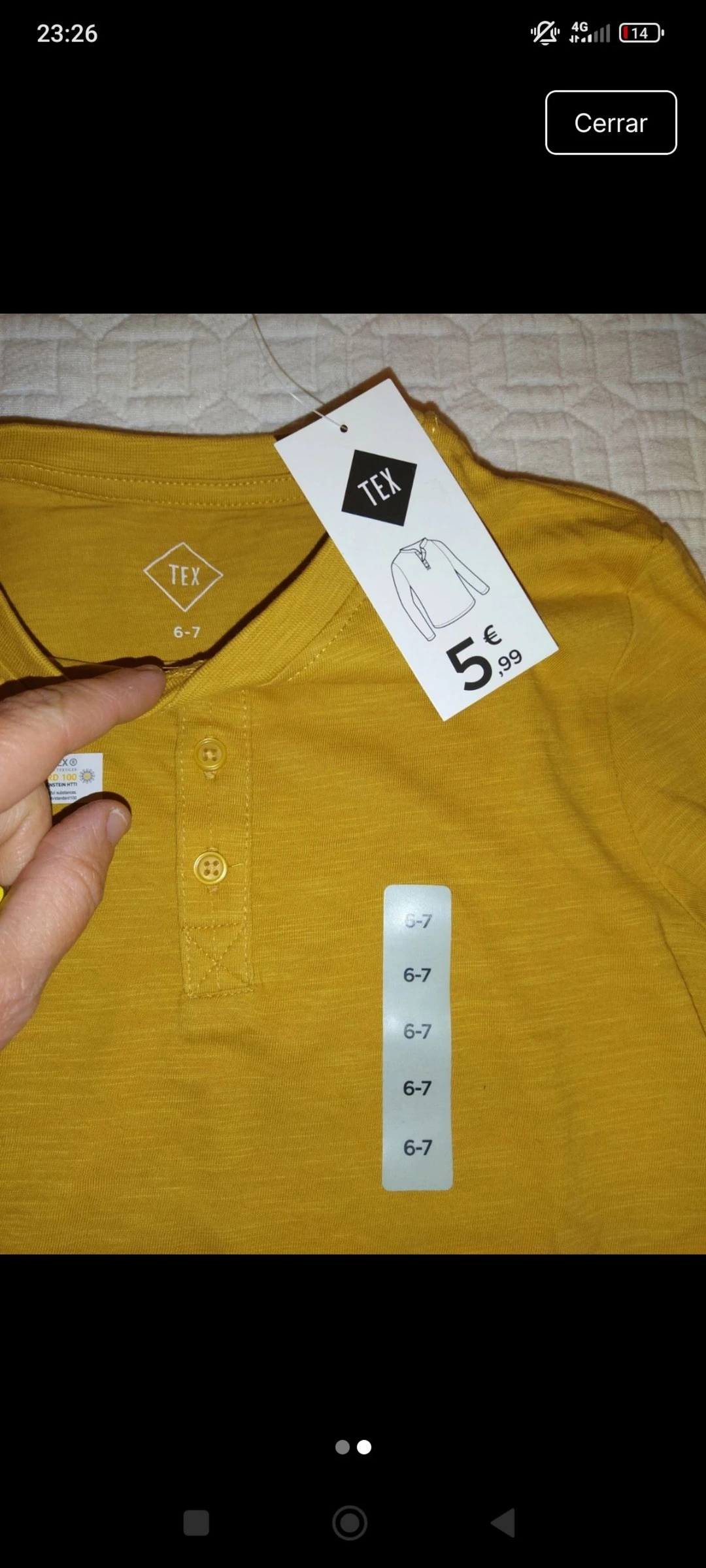 Mosterdgeel lang T-shirt 6-7 jaar Tex nieuw – photo 2
